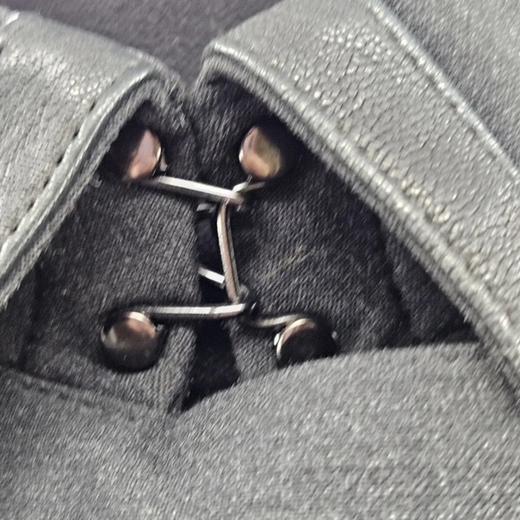 BURBERRY London Double Breasted Dark Gray/ Black Leather Trim Coat Jacket Sz 6 - Picture 14 of 15